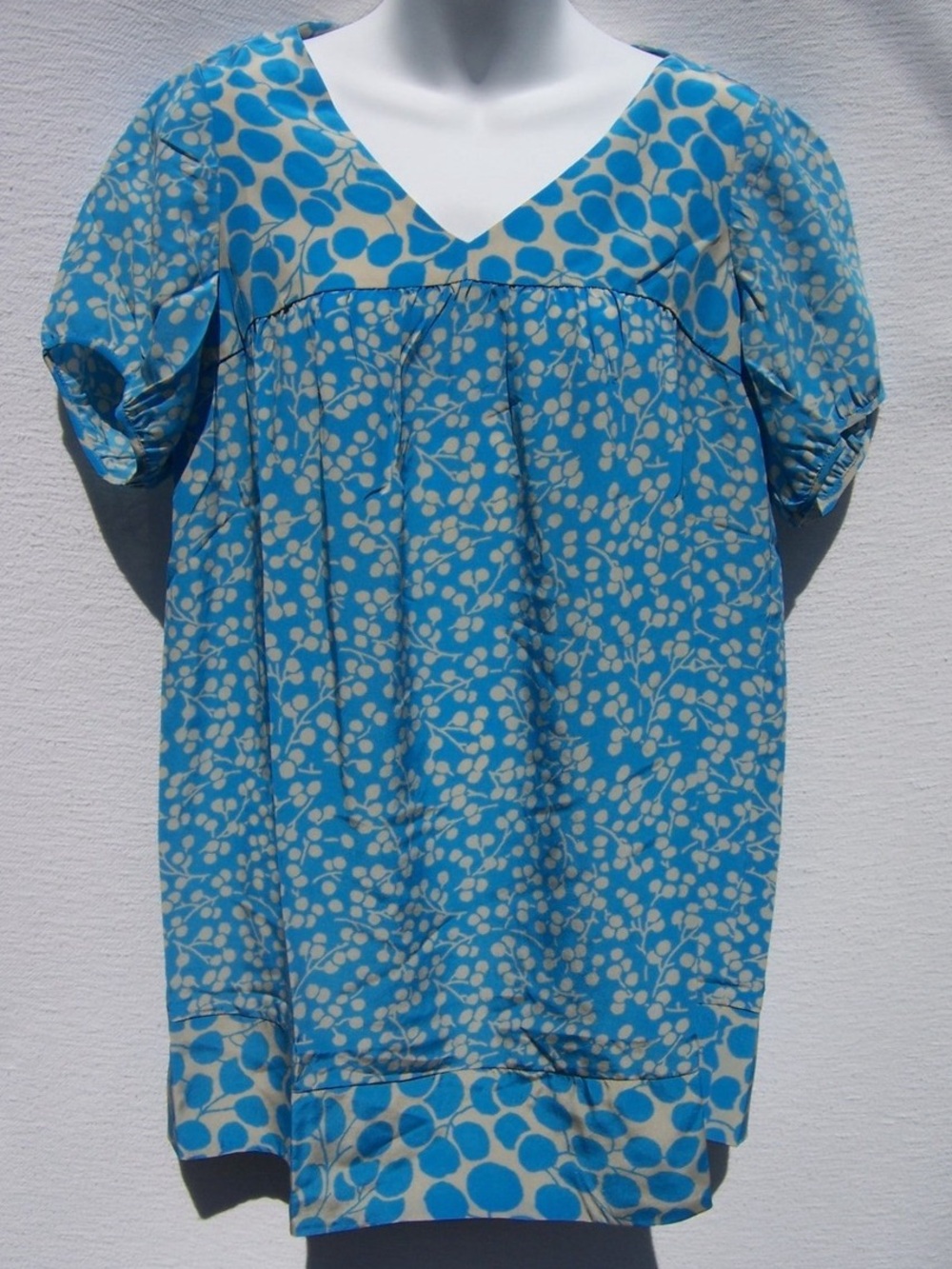 Chloe Dao 100% silk cerulean blue tunic dress pool beach coverup women’s medium